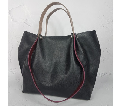 Сумка женская "Кристал" натуральная кожа, черная под рептилию