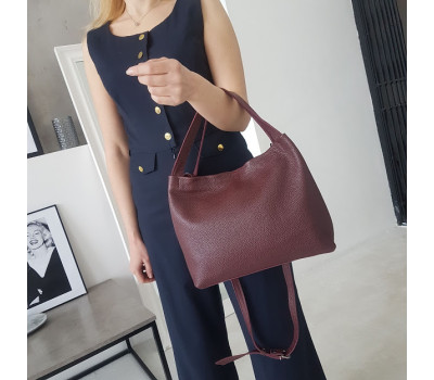 Сумка жіноча "Жаклін-плюс" натуральна шкіра, бургунди флотар