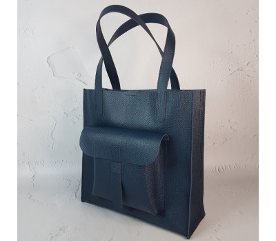 Сумка жіноча "ГАРДА" натуральна шкіра, синя матова під рептилію