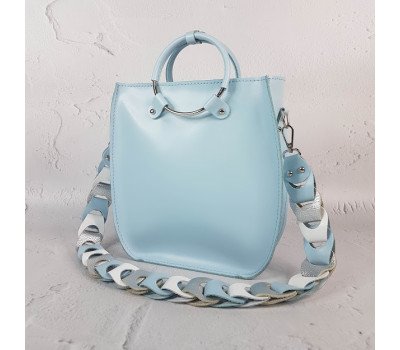 Сумка жіноча "Мальва" натуральна шкіра, небесно-блакитна матова