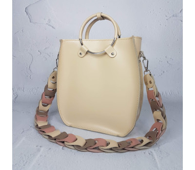 Сумка жіноча "Мальва" натуральна шкіра, слонова кістка матова