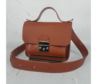 Сумка женская "Бианка" натуральная кожа, гончарная глина с плетенкой