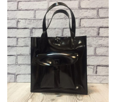Сумка жіноча "ГАРДА" натуральна шкіра, чорний глянець