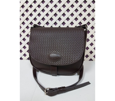 Сумка женская "Римини" натуральная кожа, шоколадная с плетенкой