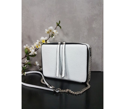 Сумка жіноча "КВАДРО" натуральна шкіра, біла матова під рептилію