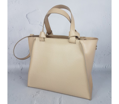 Сумка жіноча "ПРАГМА" з натуральної шкіри, слонова кістка з тисненням під рептилію