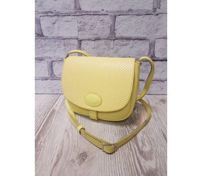 Сумка жіноча "Ріміні" натуральна шкіра, жовта матова з кошиком