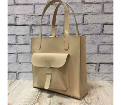 Сумка жіноча "ГАРДА" натуральна шкіра, слонова кістка глянець