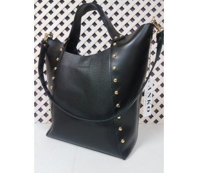 Сумка женская "ХОЛЛИ" натуральная кожа, черная под рептилию