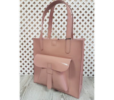 Сумка жіноча "ГАРДА" натуральна шкіра, рожевий глянець