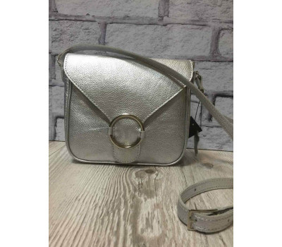 Сумка жіноча "Дельта" натуральна шкіра, срібний флотар