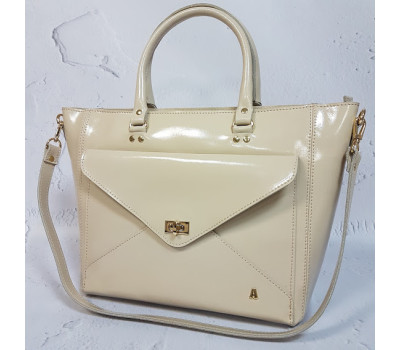 Сумка жіноча "Бона" натуральна шкіра, слонова кістка глянець