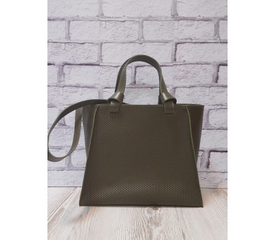 Сумка жіноча "ПРАГМА" з натуральної шкіри, хакі з кошиком