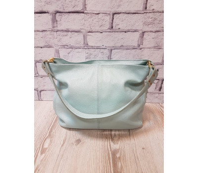 Сумка жіноча "Єва" натуральна шкіра, блакитний флотар