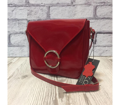 Сумка жіноча "Дельта" натуральна шкіра, червоний лак