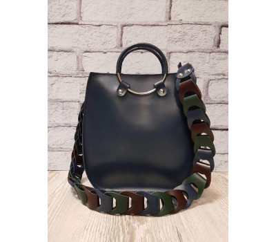 Сумка жіноча "Мальва" натуральна шкіра, синя матова