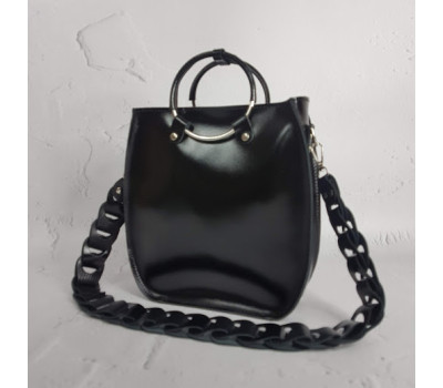 Сумка жіноча "Мальва" натуральна шкіра, чорний глянець