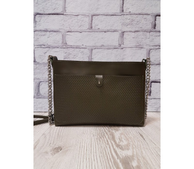 Сумка жіноча "Демі" натуральна шкіра, хакі з кошиком