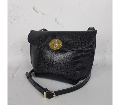 Сумка жіноча "Ліра" натуральна шкіра, чорний лак під рептилію