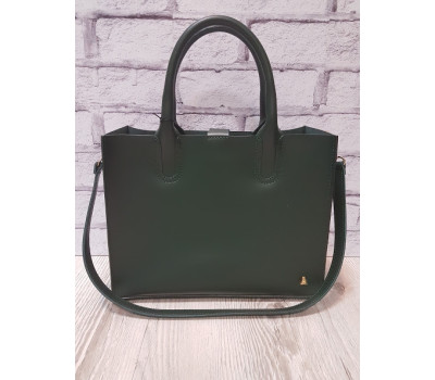 Сумка жіноча "СОЛО" натуральна шкіра, темно-зелена матова