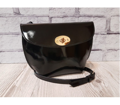 Сумка жіноча "Ліра" натуральна шкіра, чорний лак