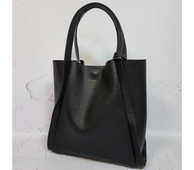 Сумка "ДОЛЬЧЕ" натуральна шкіра, чорний флотар