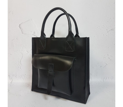 Сумка жіноча "ГАРДА" натуральна шкіра, чорна матова з червоною підкладкою