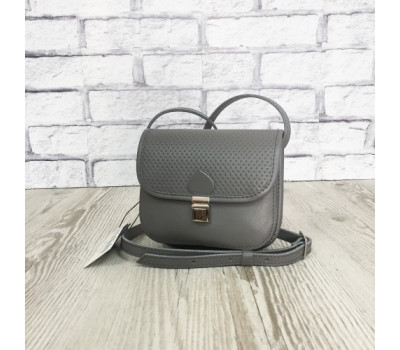 Сумка женская "Колибри" натуральная кожа, серая с плетенкой