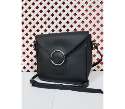 Сумка жіноча "Дельта" натуральна шкіра, чорна суперматовая