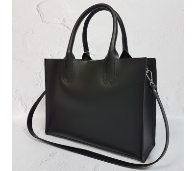 Сумка жіноча "СОЛО" натуральна шкіра, чорна матова