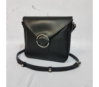 Сумка жіноча "Дельта" натуральна шкіра, чорна матова