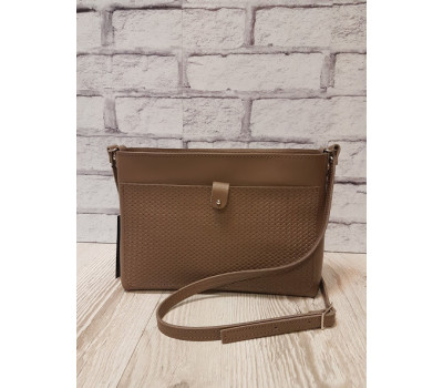 Сумка жіноча "Демі" натуральна шкіра, капучино з кошиком