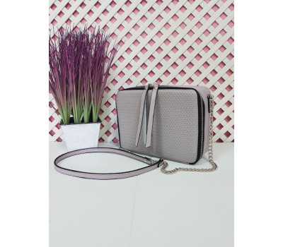 Сумка жіноча "КВАДРО" натуральна шкіра, світло-бузкова плетінка