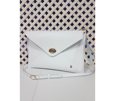 Сумка-клатч "Боніта" натуральна шкіра, біла матова з рептилією