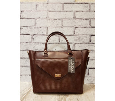 Сумка жіноча "Бона" натуральна шкіра, коньячна з кошиком