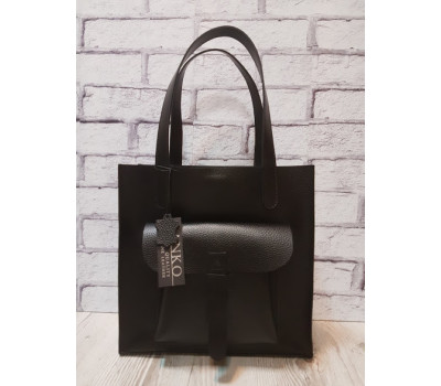 Сумка жіноча "ГАРДА" натуральна шкіра, чорна під флотар