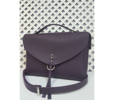 Сумка жіноча "Дороті" натуральна шкіра, баклажан суперматовий з тисненням під перли