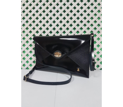 Сумка-клатч "Боніта" натуральна шкіра, чорний глянець з рептилією