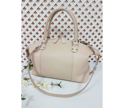 Сумка жіноча "Верона" натуральна шкіра, слонова кістка з кошиком