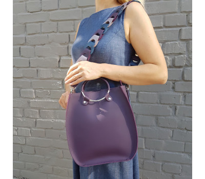 Сумка жіноча "Мальва" натуральна шкіра, баклажан