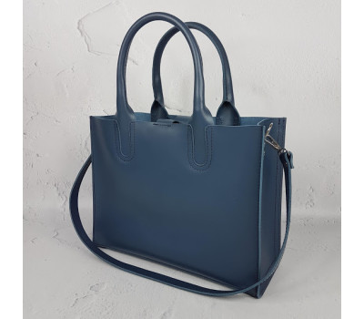 Сумка жіноча "СОЛО" натуральна шкіра, синя матова