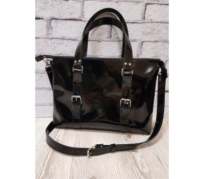 Сумка "Монако" натуральна шкіра, чорний глянець