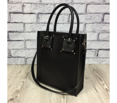 Сумка жіноча "Трініті" натуральна шкіра, чорна матова