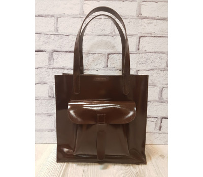Сумка жіноча "ГАРДА" натуральна шкіра, шоколадний глянець