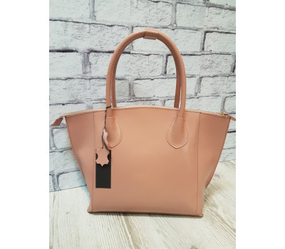 Сумка жіноча "фолд" натуральна шкіра, рожевий глянець з рептилією