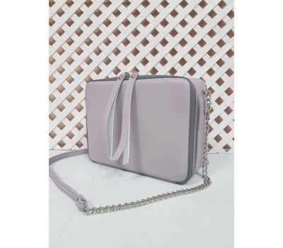 Сумка жіноча "КВАДРО" натуральна шкіра, світло-бузкова матова гладка