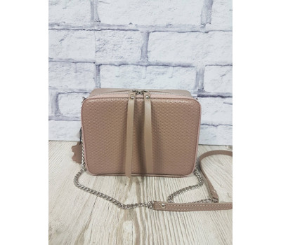 Сумка жіноча "КВАДРО" натуральна шкіра, латте плетінка матова