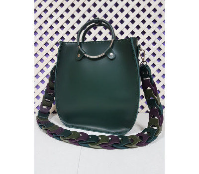 Сумка жіноча "Мальва" натуральна шкіра, темно-зелена