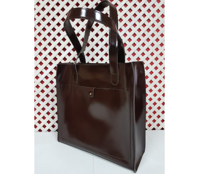 Сумка жіноча "РІЦА" натуральна шкіра, шоколадна глянець