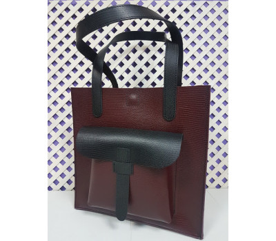 Сумка жіноча "ГАРДА" натуральна шкіра, бургунди матова під рептилію